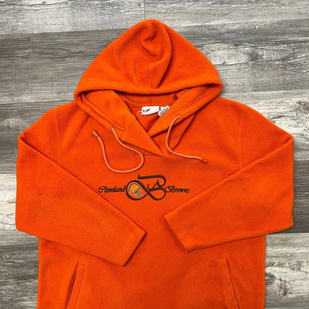 Vintage 1999 NFLP Edge Cleveland Browns Orange Mens‎ M Fleece Pullover Hoodie